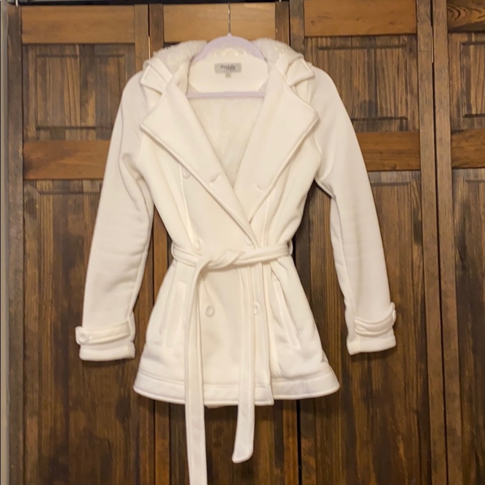 Charlotte Russe Faux Fur Lined White Peacoat